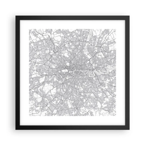 Poster în ramă neagră - Harta labirintului din Londra - 40x40 cm
