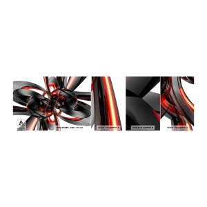 Mostră de Tapet Standard Eco - Mișcare în grafit și roșu - Abstracția, 3D, Bucată - 100x30 cm