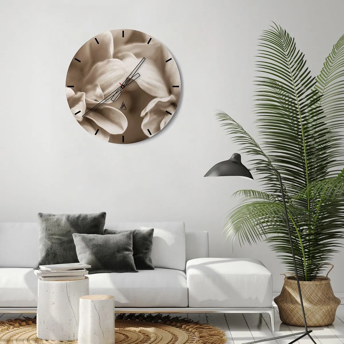 Ceas de perete - Ceas pe sticlă - Blânde ca un zâmbet - 30x30 cm