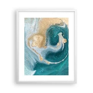 Poster în ramă albă - Vârtej de aur și turcoaz - 40x50 cm