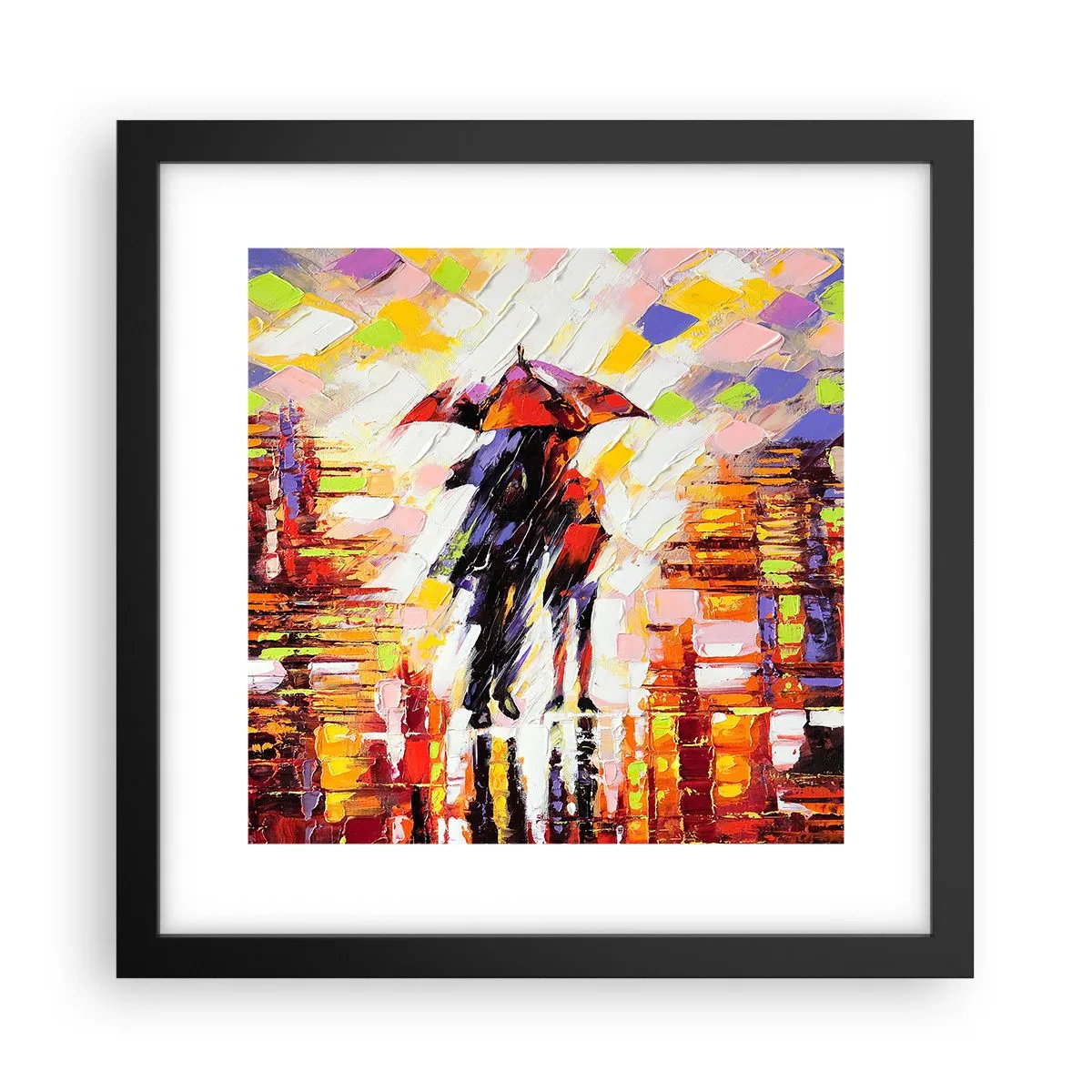 Poster în ramă neagră - Împreună prin noapte și ploaie - 30x30 cm