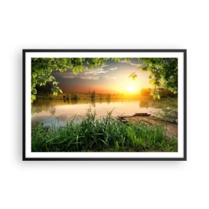 Poster în ramă neagră - Peisaj într-un cadru verde - 91x61 cm