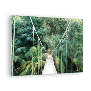Tablou pe sticlă - Pod suspendat într-o pădure tropicală - 70x50cm - Welcome to the jungle! - Decorațiune modernă pentru perete pentru living și dormitor ARTTOR