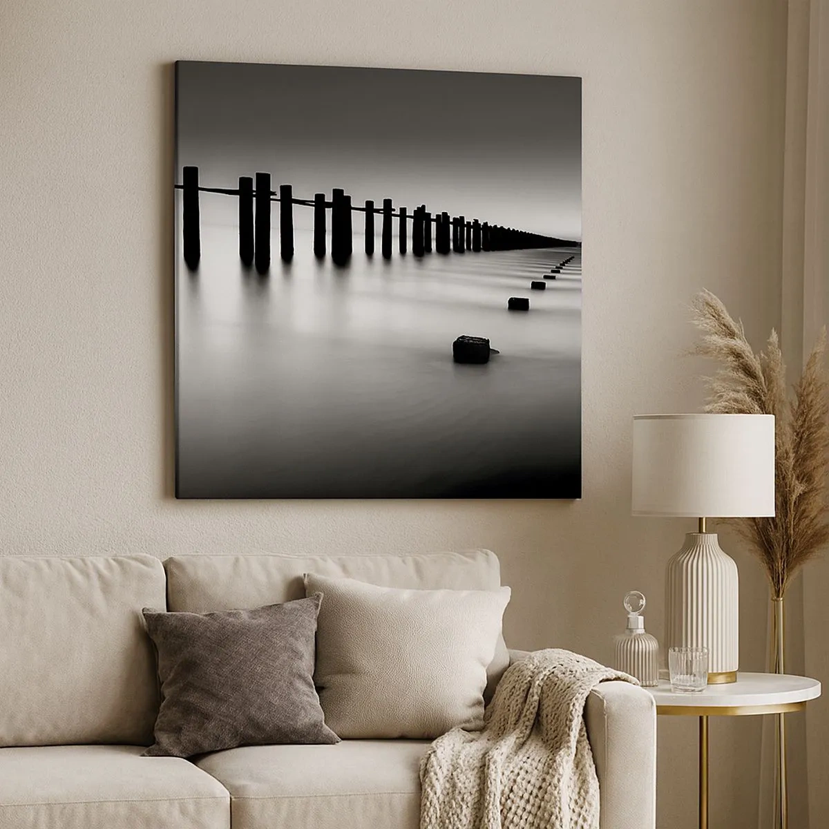 Tablou pe pânză - În depărtare gri în ceață - 30x30 cm