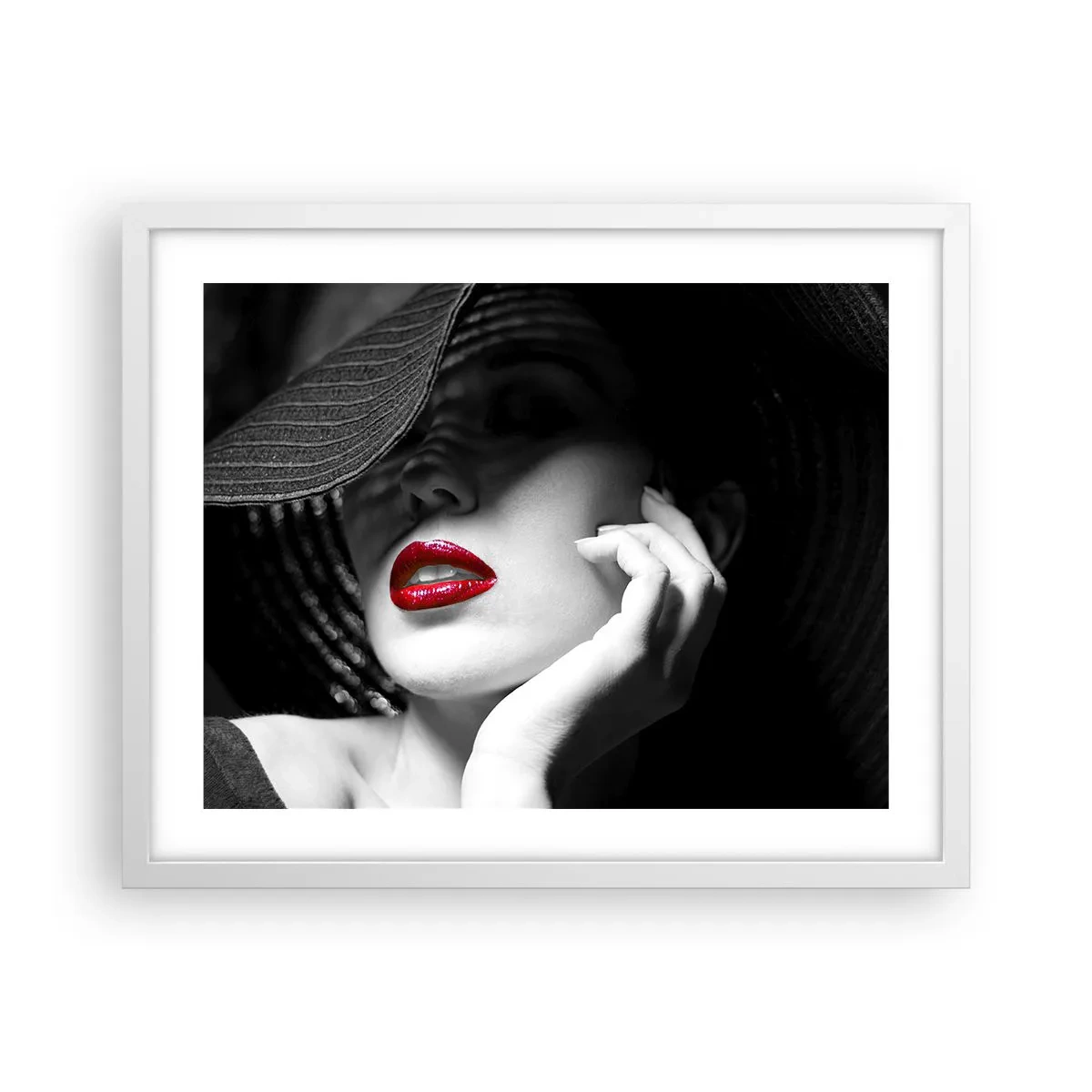 Poster în ramă albă - Studiu în stacojiu - 50x40 cm
