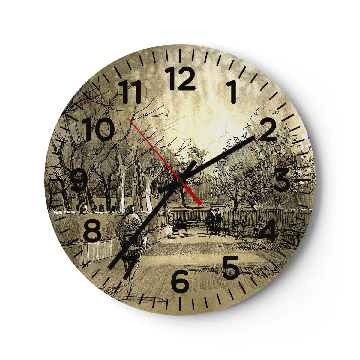 Ceas de perete - Ceas pe sticlă - Un moment reținut cu pene - 40x40 cm