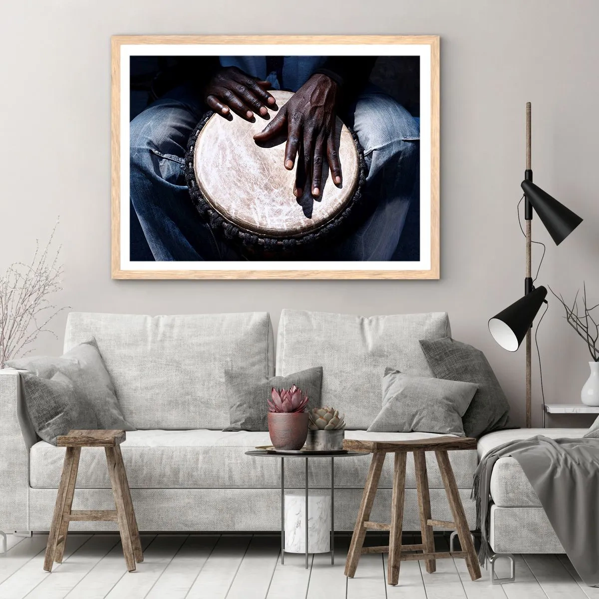 Poster în ramă de stejar deschis - Trăiește în ritmul tău - 91x61 cm