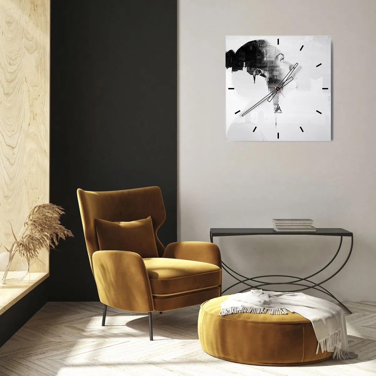 Ceas de perete - Ceas pe sticlă - Pe ambele părți ale geamului - 40x40 cm