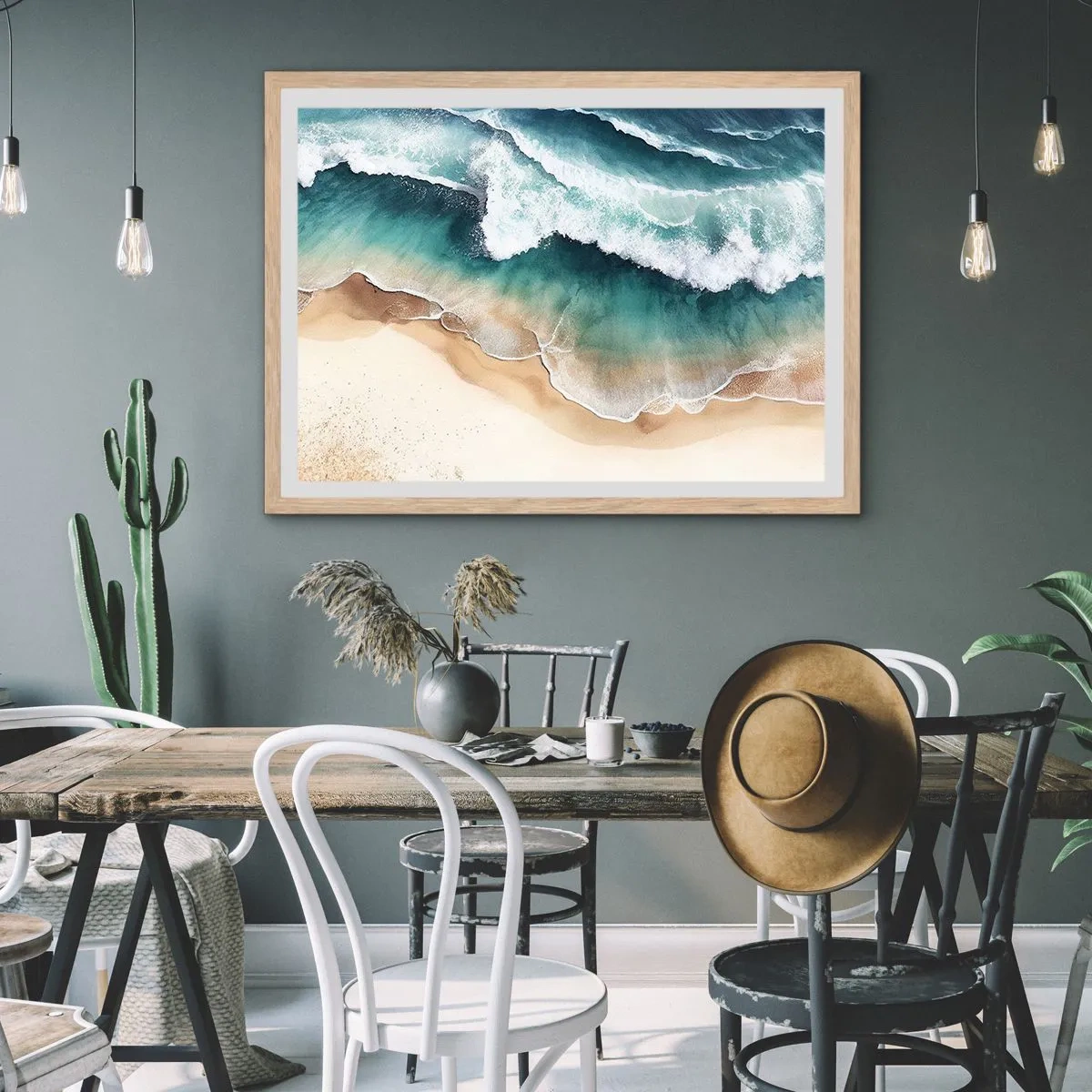 Poster în ramă de stejar deschis - Întâlnire eternă - 100x70 cm