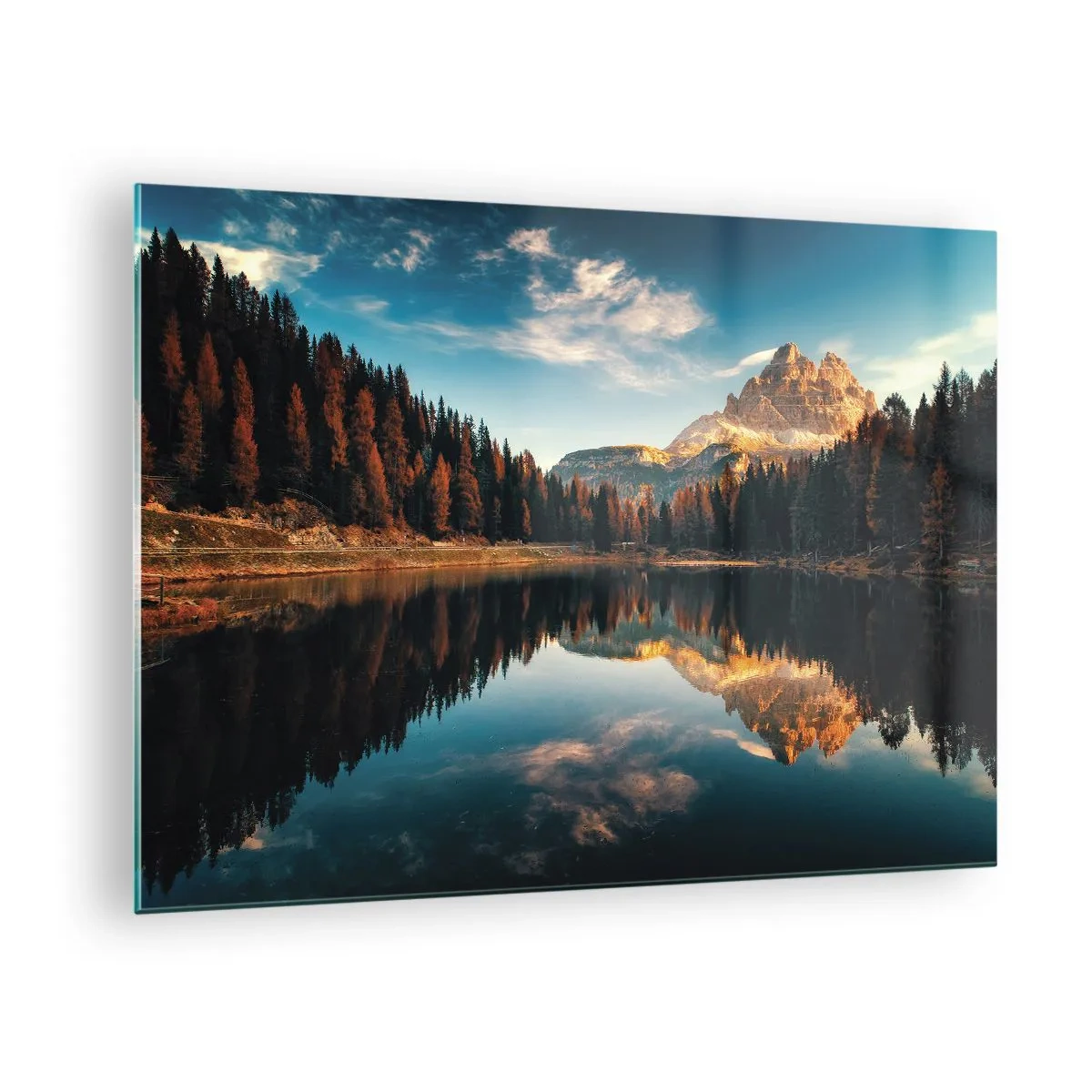 Tablou pe sticlă - Peisaj dublu - 70x50cm - Peisaj dublat - Decorațiune modernă pentru perete pentru living și dormitor ARTTOR