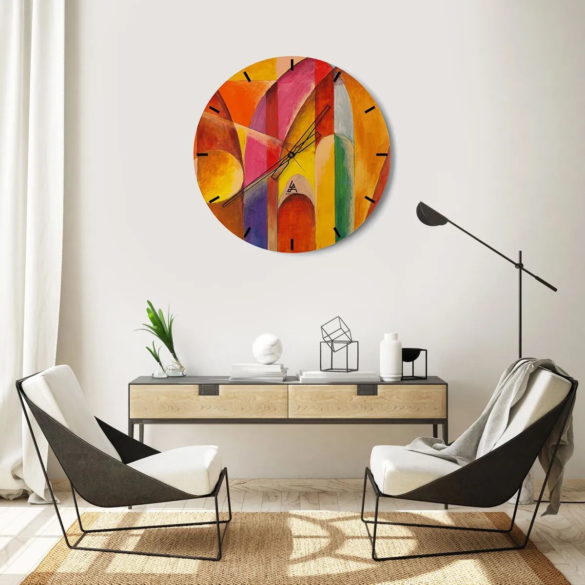 Ceas de perete - Ceas pe sticlă - Catedrala Soarelui - 30x30 cm