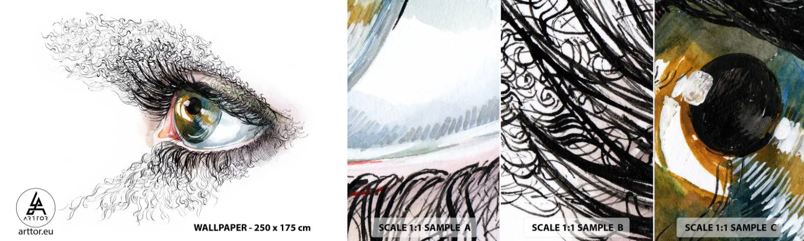 Mostră tapet autocolant Deluxe Sticker - Privește direct în suflet - Abstracția, Grafică, Ochi - 100x30 cm