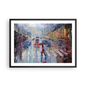 Poster în ramă neagră - O după-amiază ploioasă în oraș - 70x50 cm