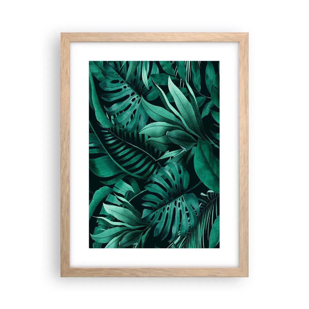 Poster în ramă de stejar deschis - Profunzimea verdelui tropical - 30x40 cm