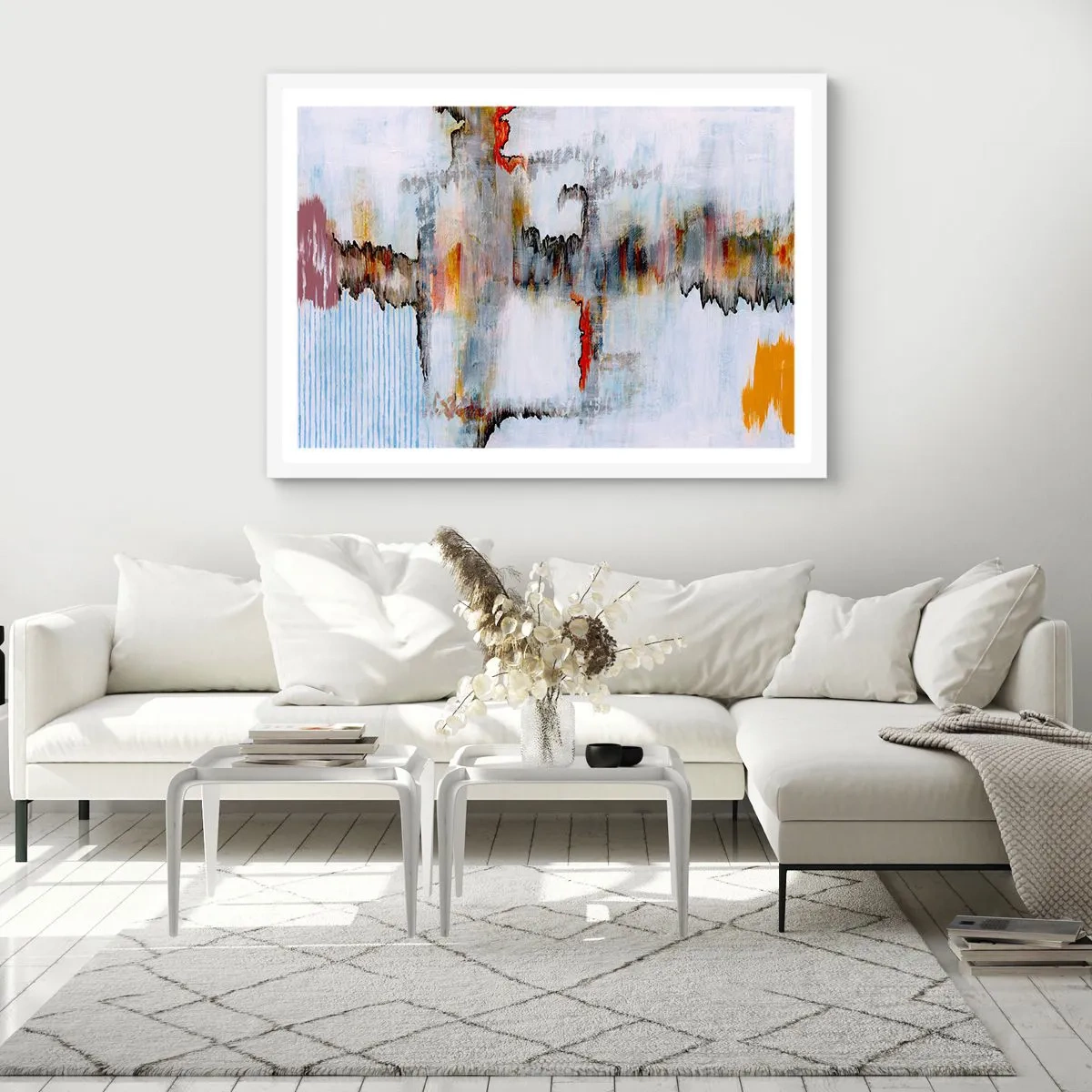 Poster în ramă albă - Cu bățul pe apă - 40x30 cm