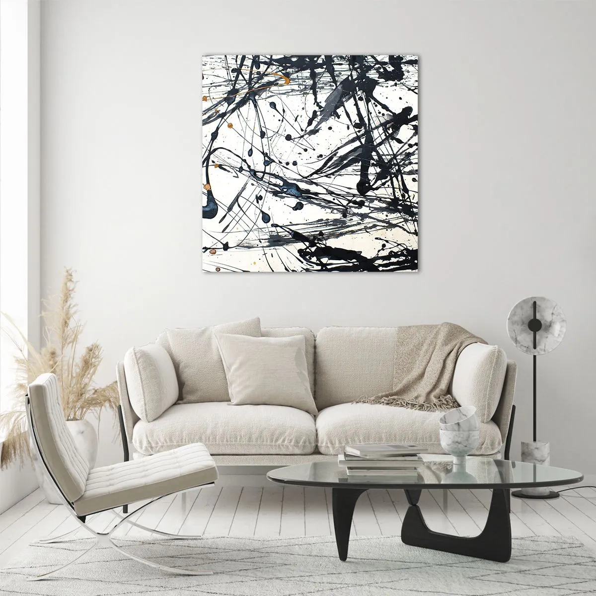 Tablou pe sticlă - Abstracție expresionistă - 40x40 cm