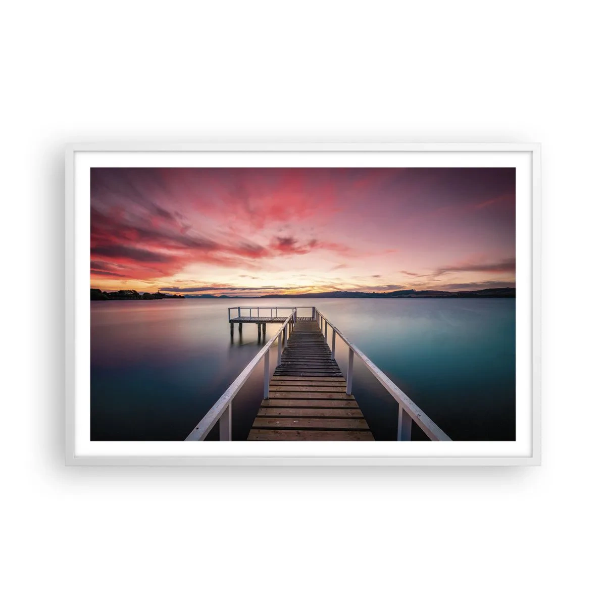 Poster în ramă albă - Flacăra blândă a serii - 91x61 cm