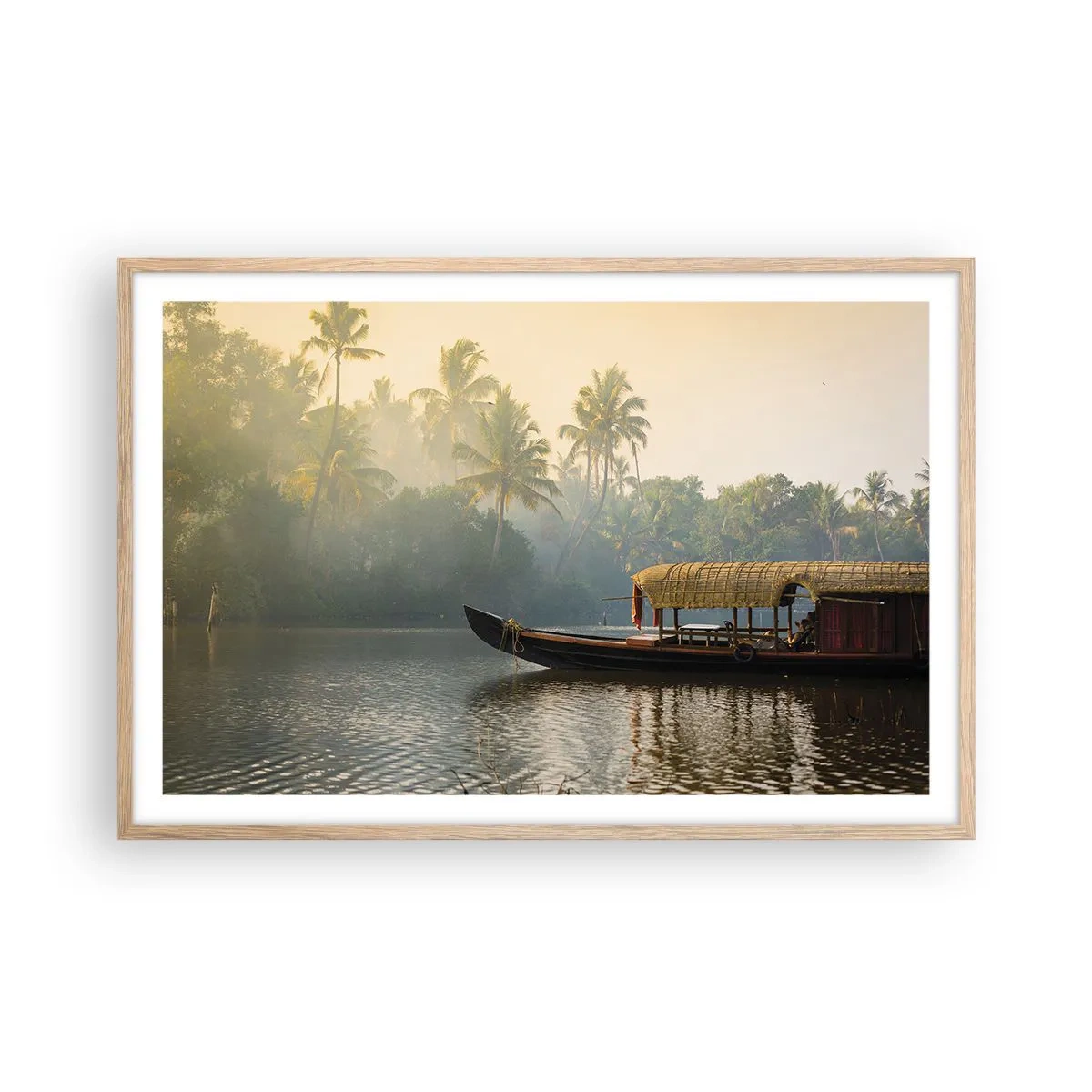 Poster în ramă de stejar deschis - Casă pe râu - 91x61 cm