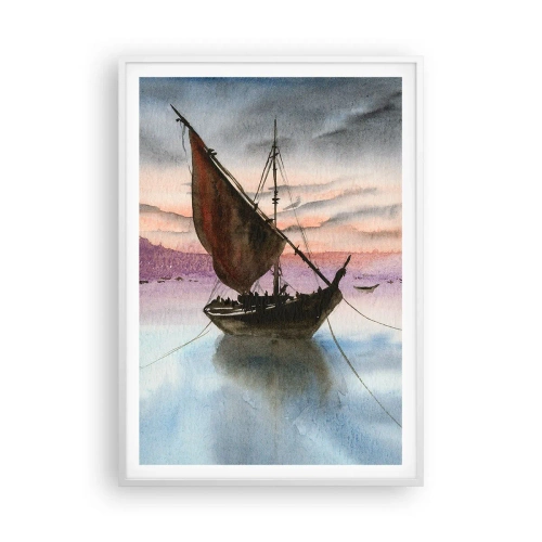 Poster în ramă albă - O seară în port - 70x100 cm