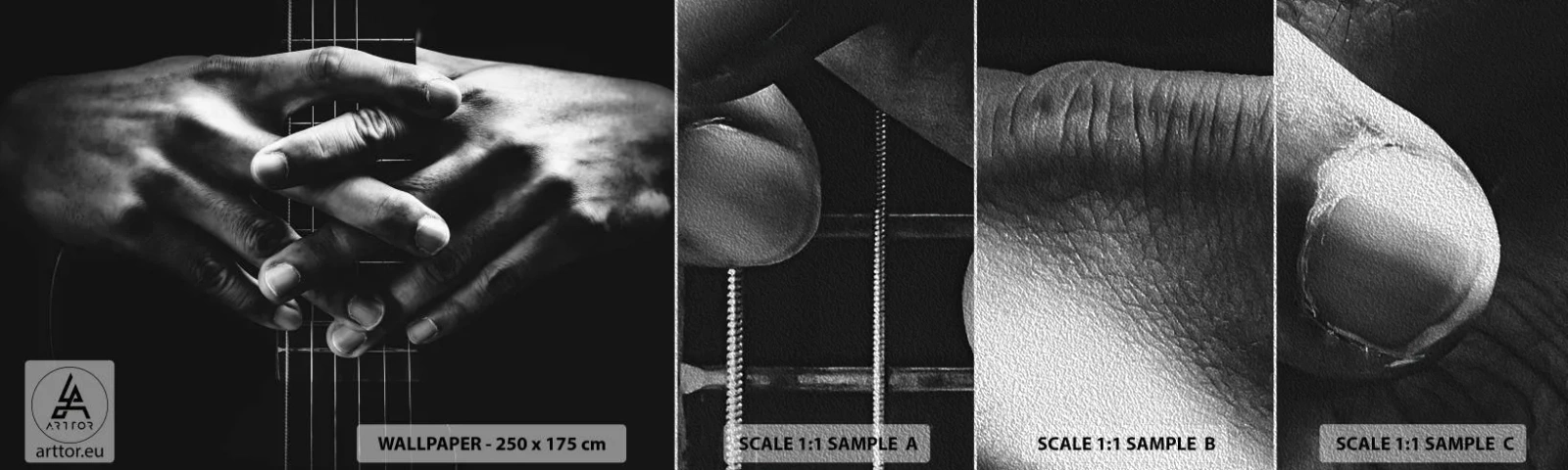 Mostră tapet Premium Sand - Rugăciunea artistului - Chitarist, Muzician, Chitară - 100x30 cm