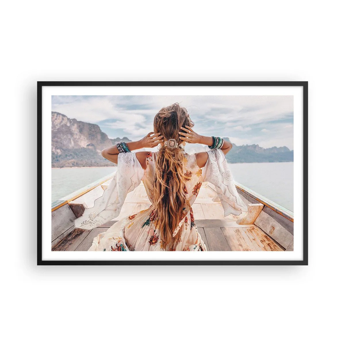 Poster în ramă neagră - Pe drumul spre fericire - 91x61 cm