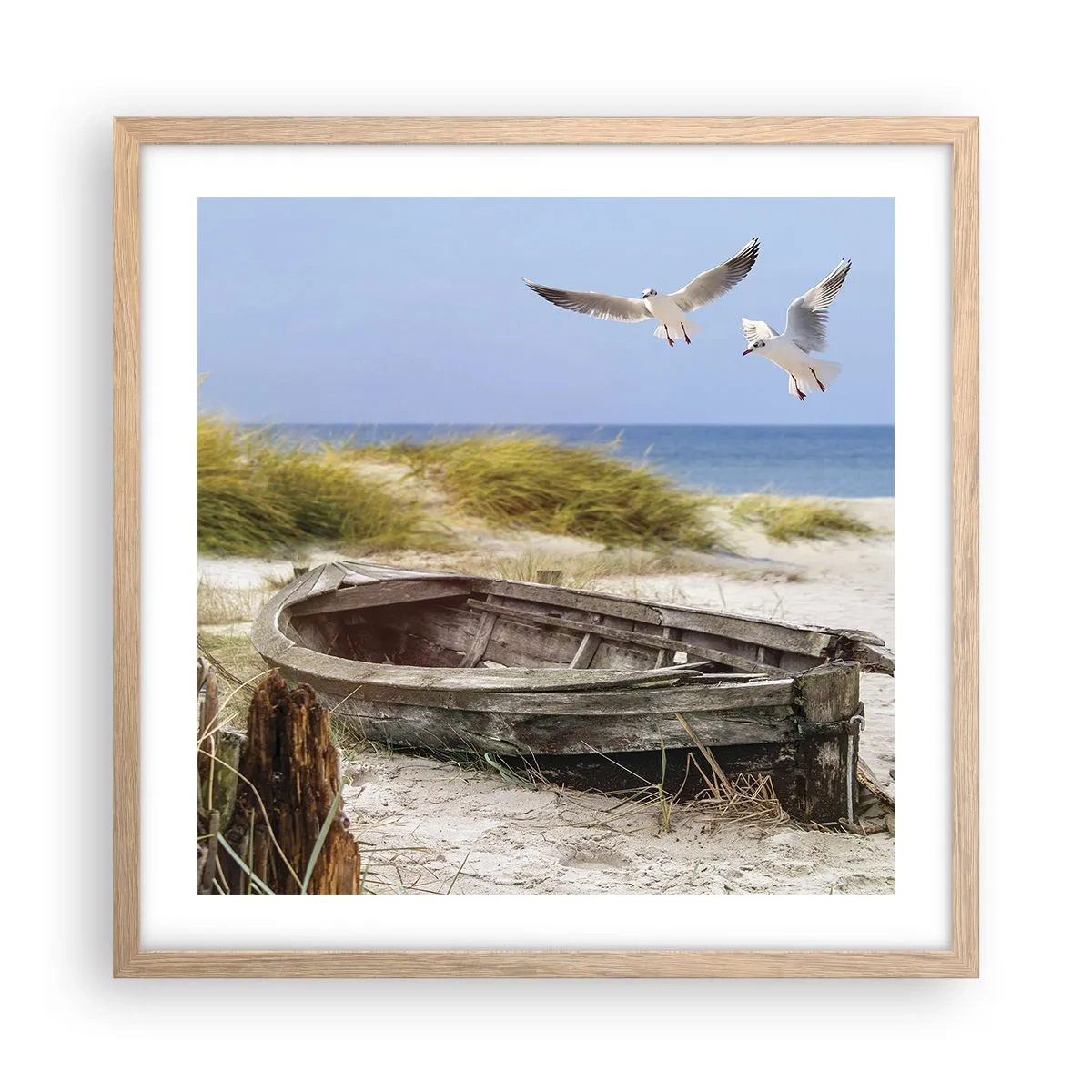 Poster în ramă de stejar deschis - Scăldate în vânt - 50x50 cm