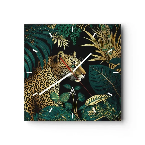 Ceas de perete - Ceas pe sticlă - Domnitorul junglei - 40x40 cm