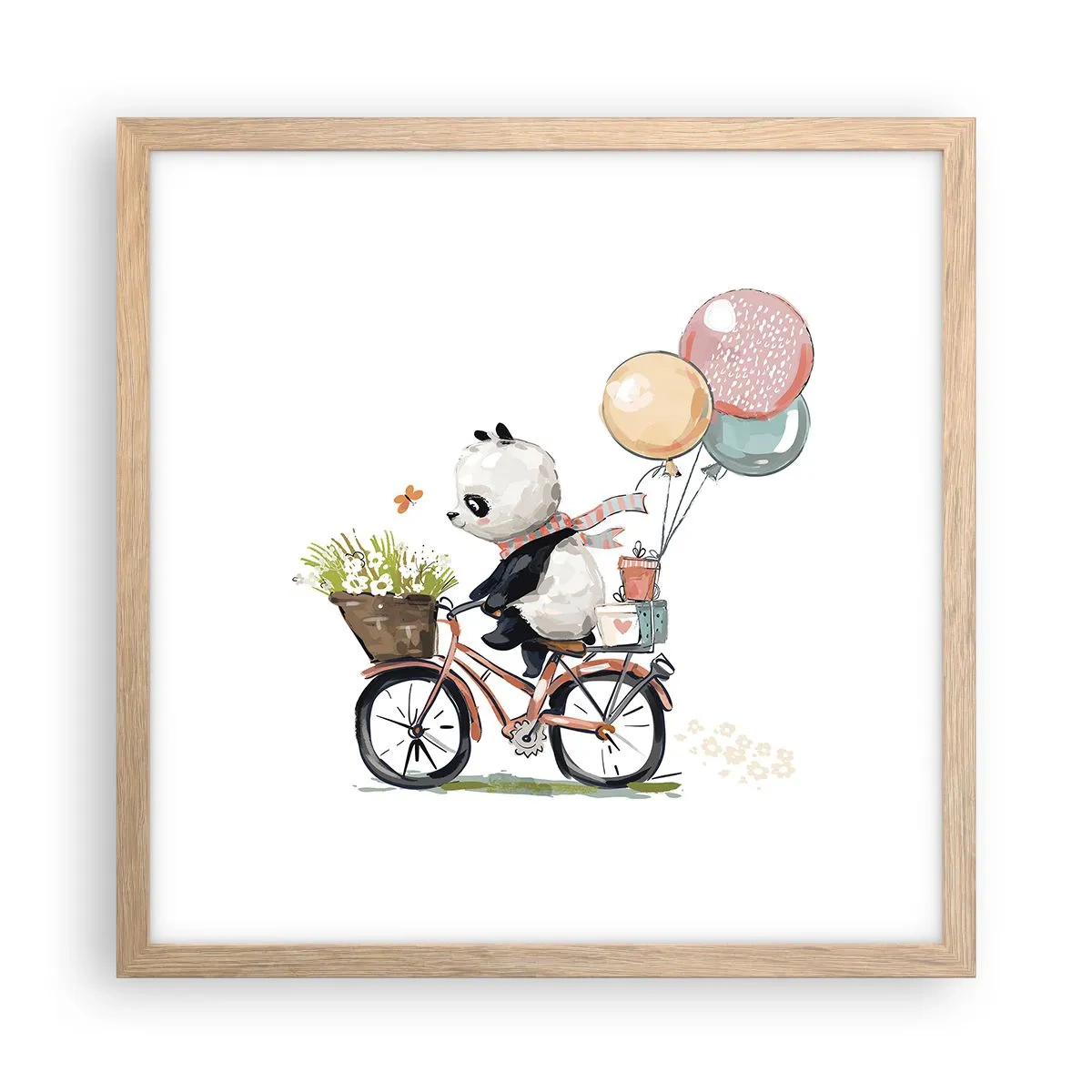 Poster în ramă de stejar deschis - O zi fericită - 40x40 cm