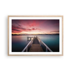 Poster în ramă de stejar deschis - Flacăra blândă a serii - 70x50 cm