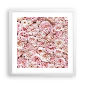 Poster în ramă albă - Presărat cu trandafiri - 40x40 cm