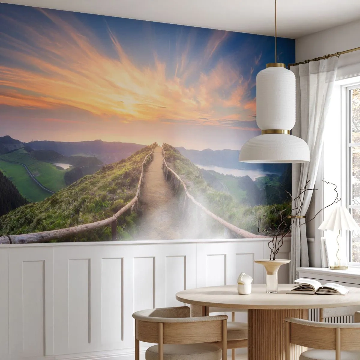 Tapet Premium Canvas - Aproape de cer - Peisaj montan, Natură, Apus de soare - 250x175 cm
