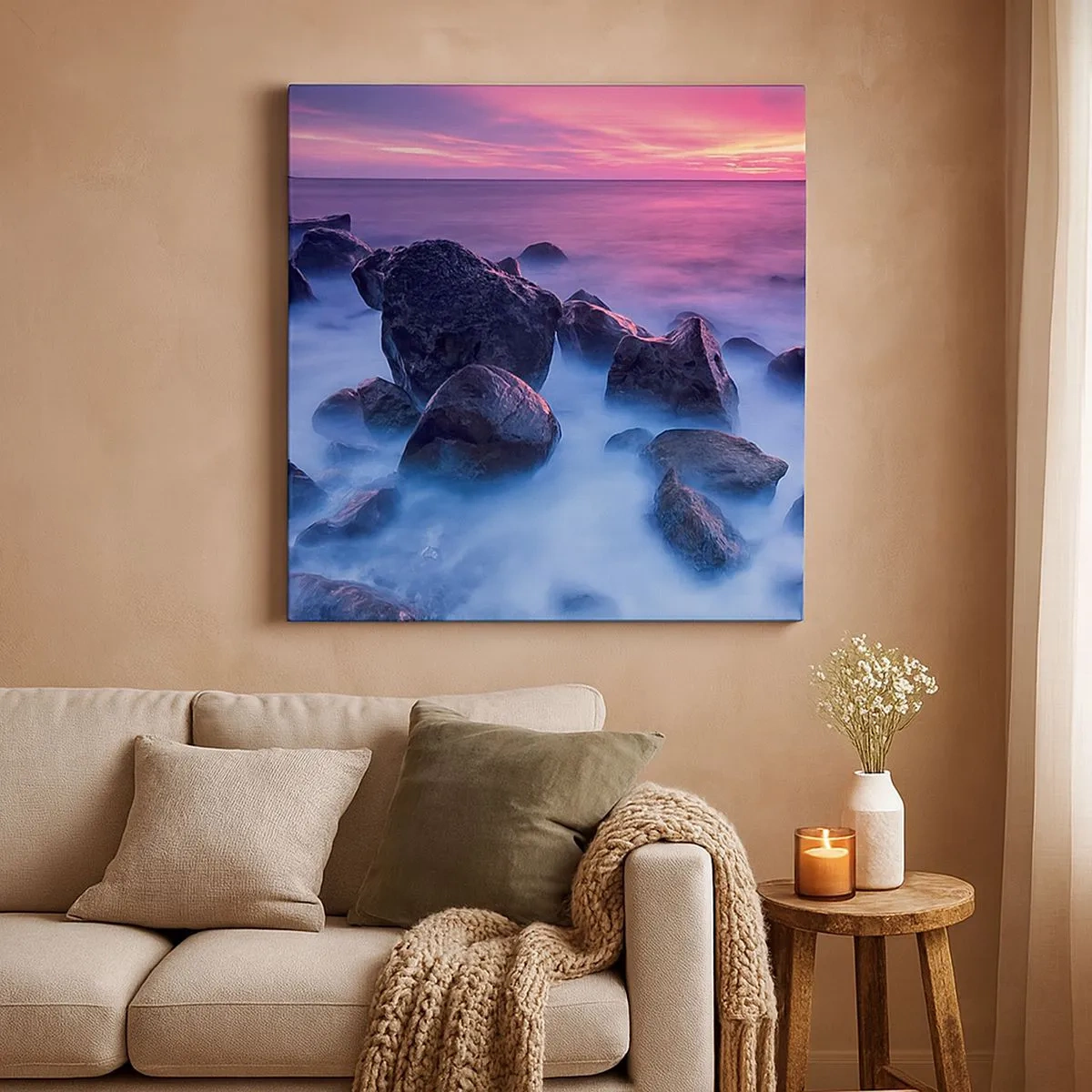 Tablou pe pânză - Naștere în sclipici și ceață - 30x30 cm