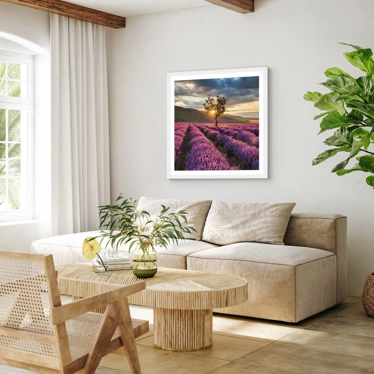 Poster în ramă albă - Aroma în liliac - 40x40 cm
