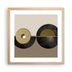 Poster în ramă de stejar deschis - Variații în jurul unui cerc - 40x40 cm