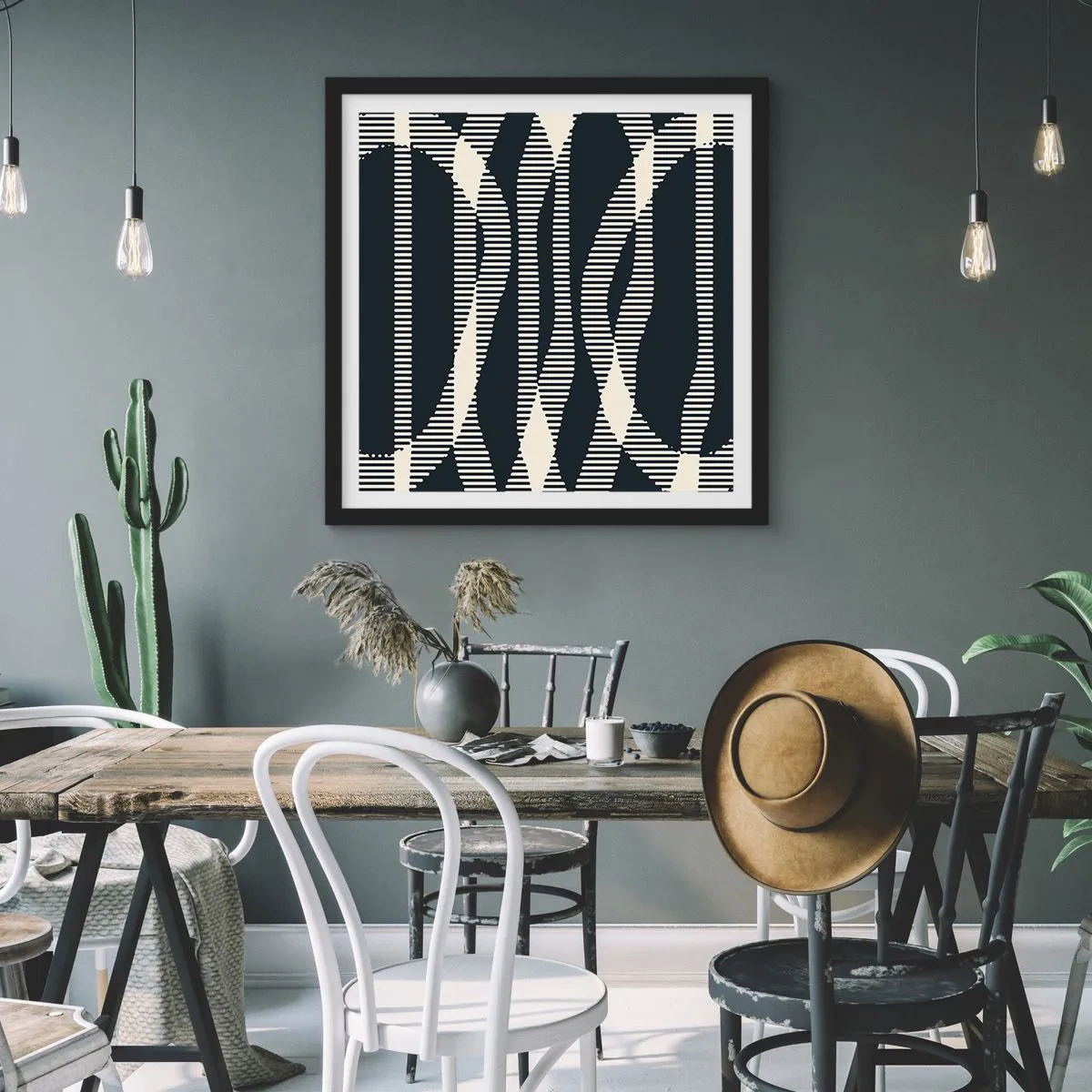 Poster în ramă neagră - Încercare de străpungere a întunericului - 50x50 cm