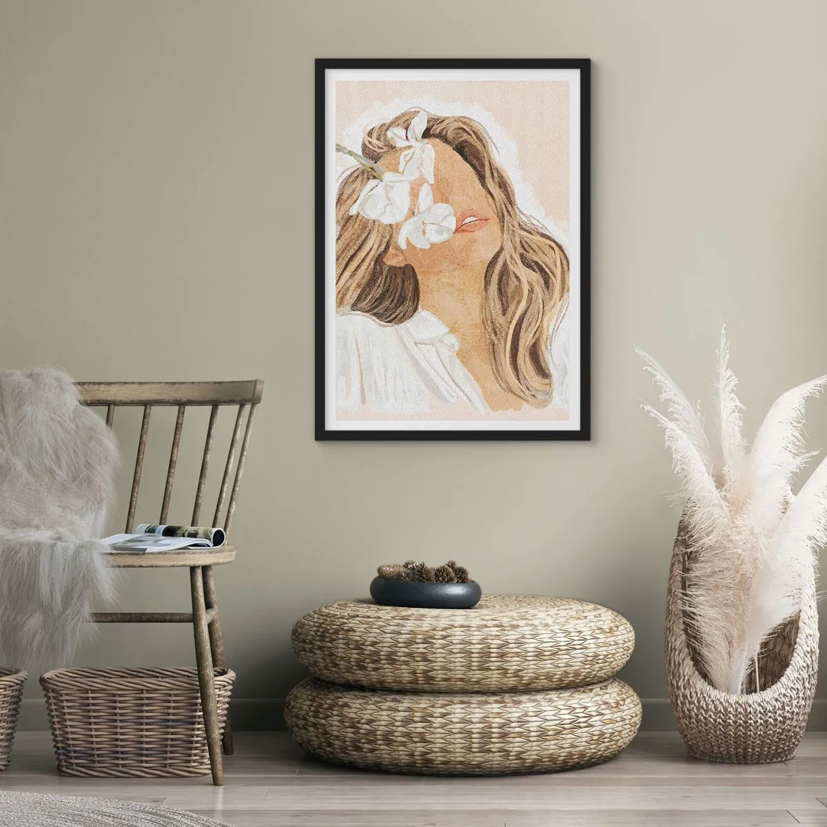 Poster în ramă neagră - Printre flori în exaltare - 61x91 cm