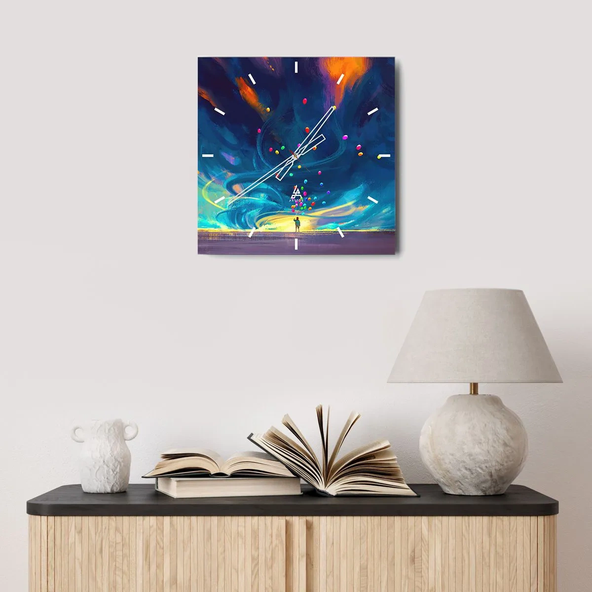 Ceas de perete - Ceas pe sticlă - Pe un vânt albastru - 30x30 cm
