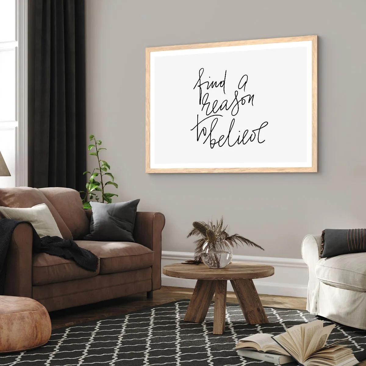 Poster în ramă de stejar deschis - Este posibil - 70x50 cm