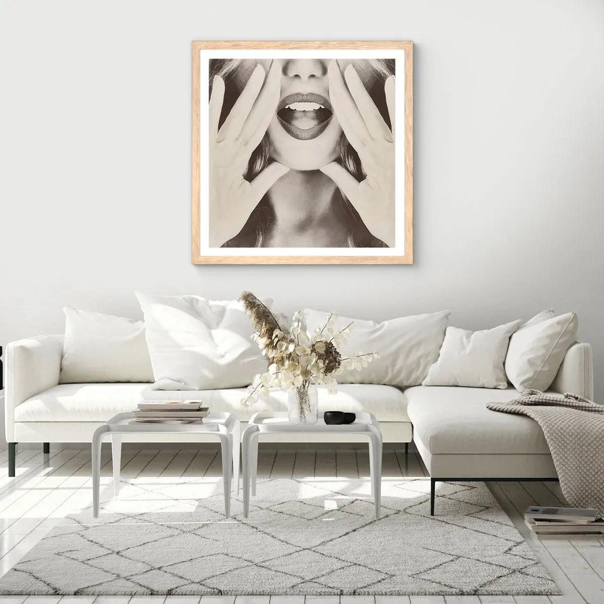 Poster în ramă de stejar deschis - Vin imediat! - 60x60 cm