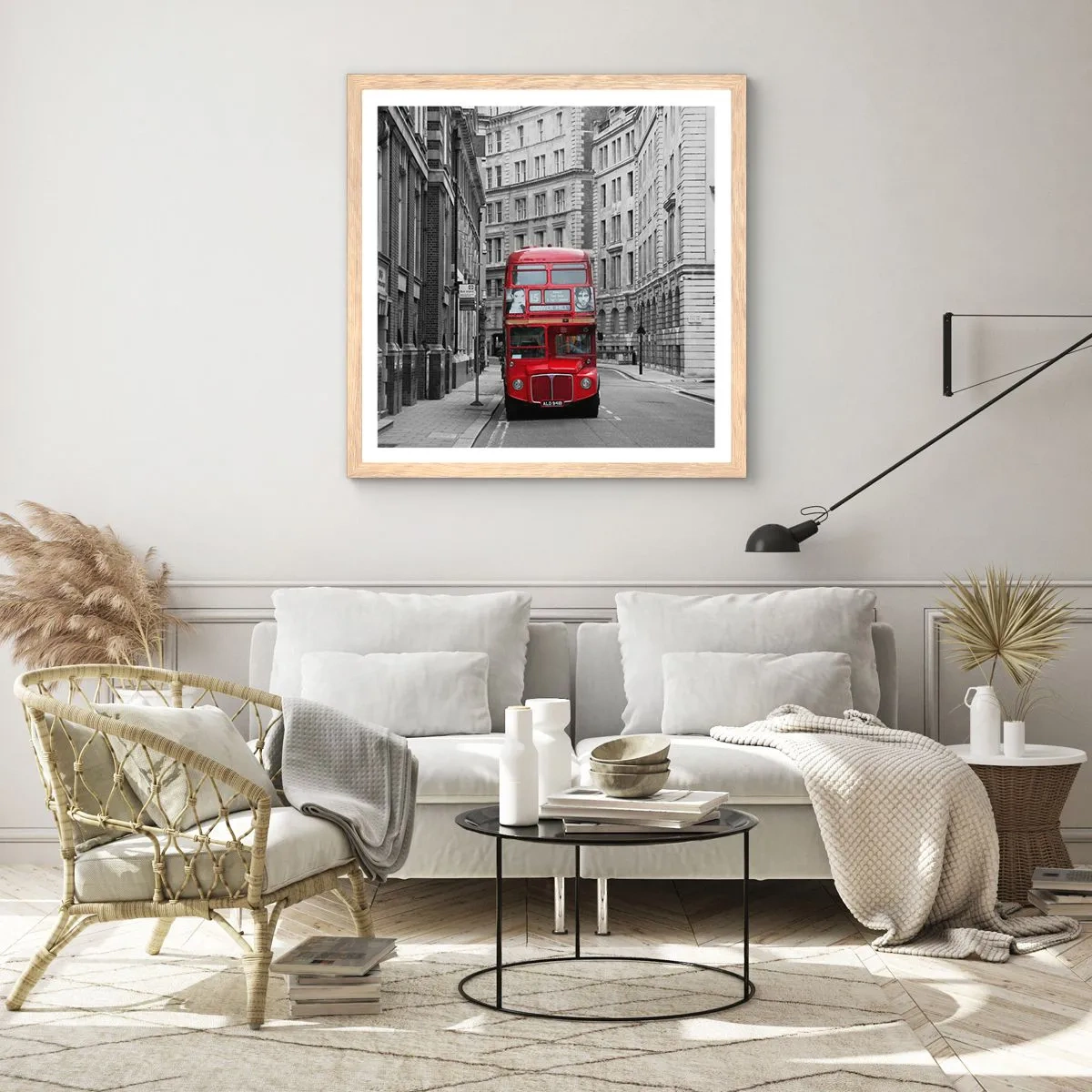 Poster în ramă de stejar deschis - Viața de zi cu zi nu trebuie să fie gri - 40x40 cm