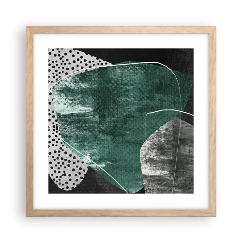 Poster în ramă de stejar deschis - Abstracție colorată cu fulgi de aur - 40x40 cm