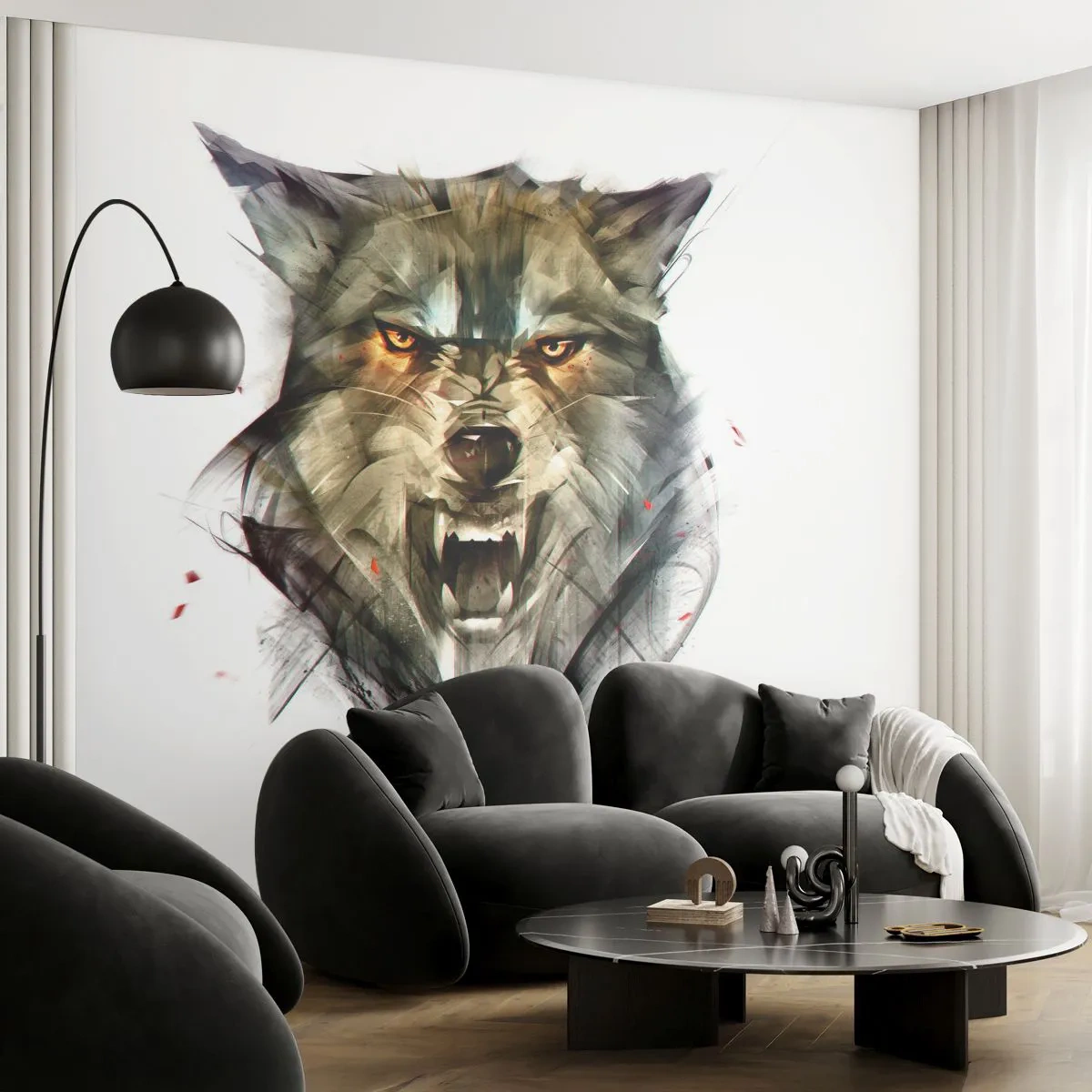 Tapet Standard Eco - Nici un pas! - Abstracția, Animale, Lup - 400x280 cm