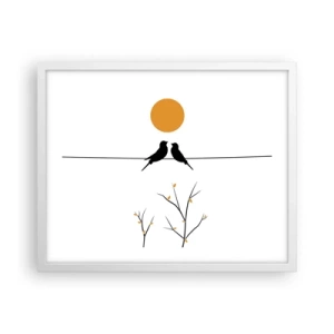 Poster în ramă albă - Seară cu privighetori - 50x40 cm