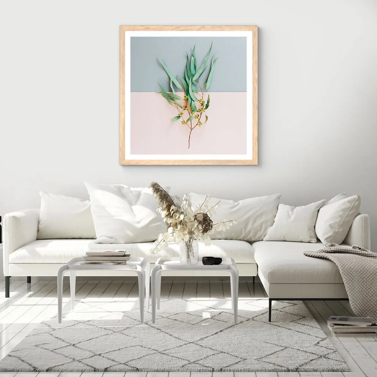 Poster în ramă de stejar deschis - Subtilitate pastelată - 60x60 cm