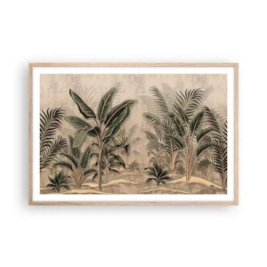 Poster în ramă de stejar deschis - Gravură în stil colonial - 91x61 cm