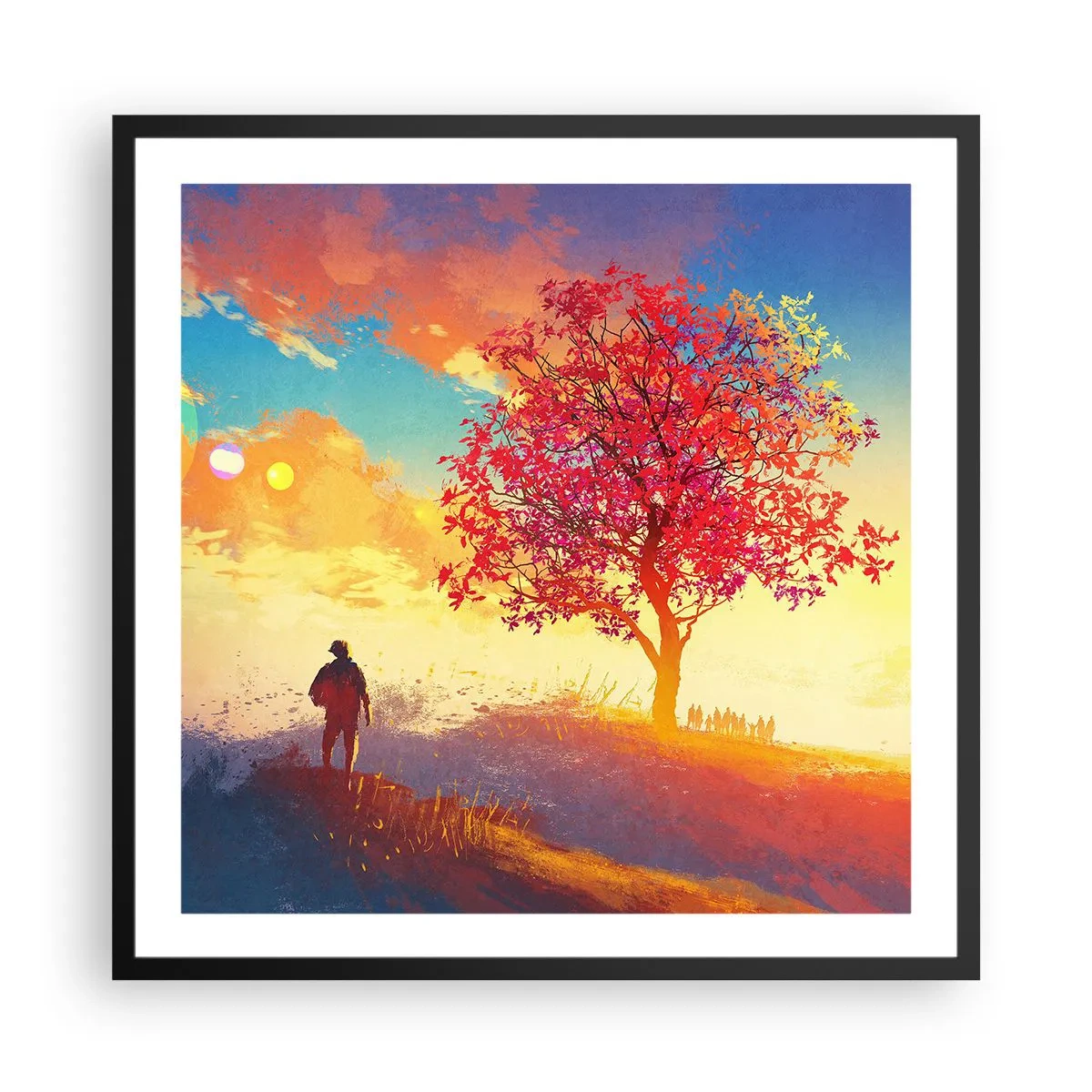 Poster în ramă neagră - Pelerin la destinație - 60x60 cm