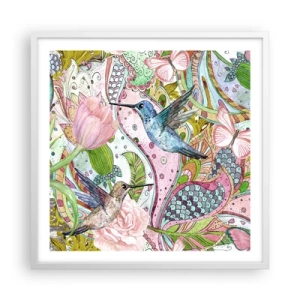 Poster în ramă albă - Încurcat în viță de vie - 60x60 cm