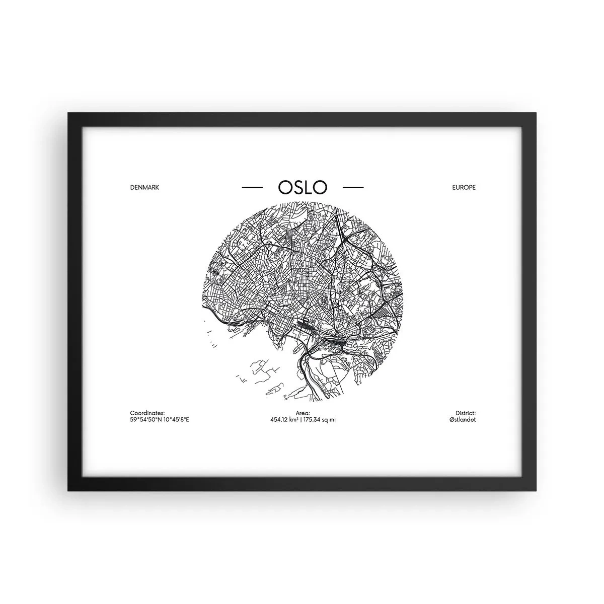 Poster în ramă neagră - Anatomia Oslo - 50x40 cm