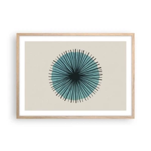 Poster în ramă de stejar deschis - Radiant pe albastru - 70x50 cm