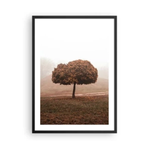 Poster în ramă neagră - Un copac singuratic în ceața de toamnă - 50x70cm - După o vară aglomerată - Decorațiune modernă pentru perete pentru living și dormitor ARTTOR